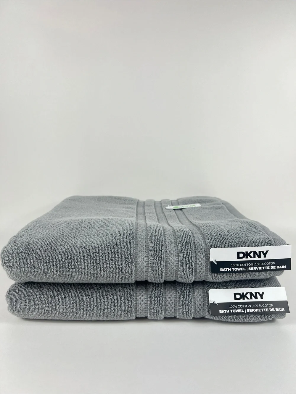 DKNY Bath Towels Gray Plush Soft Absorbent 100% Cotton Solucell 2 Pc NEW